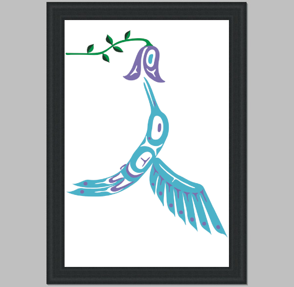 Blue Hummingbird and Flower